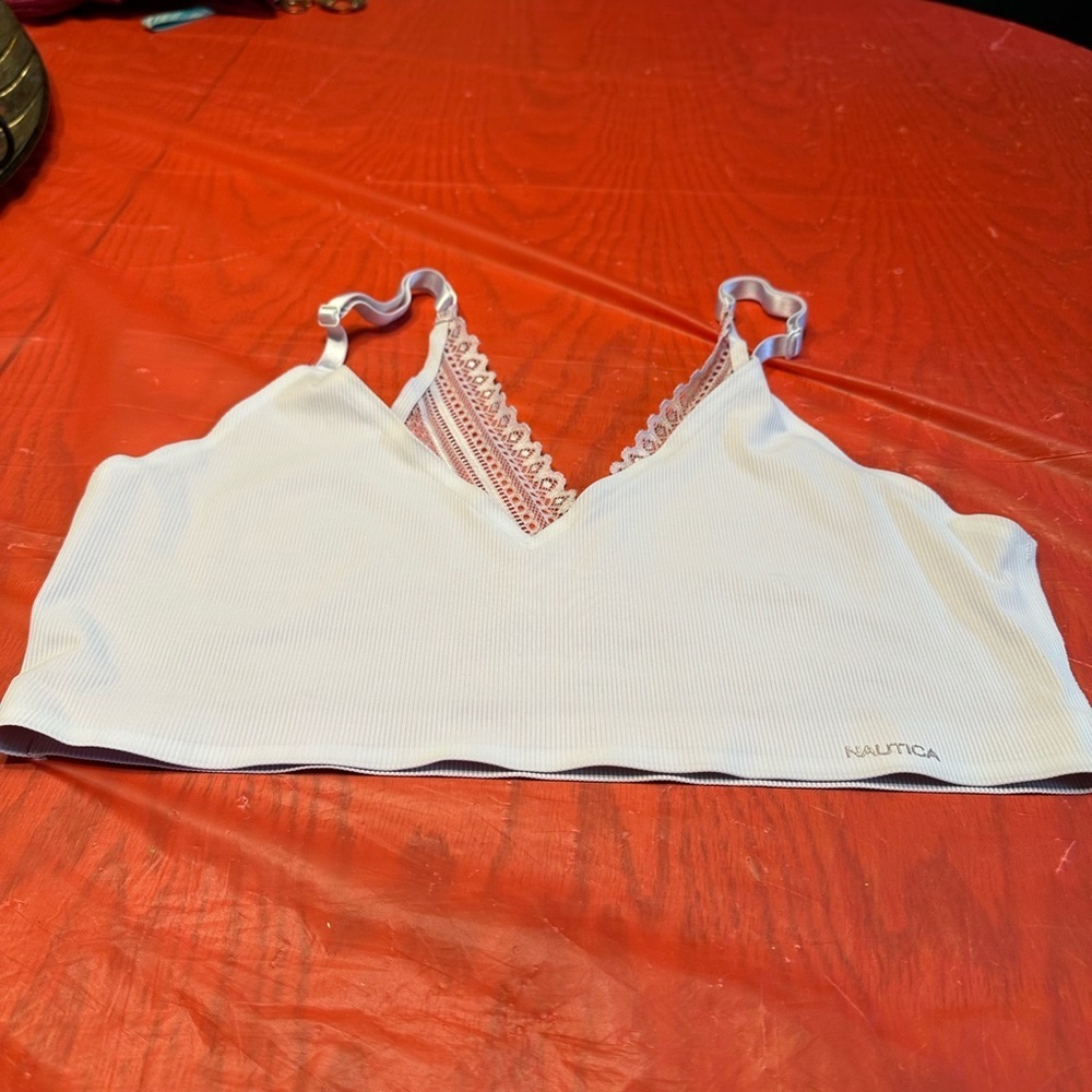 Nautica White Bralette with Lace Accents